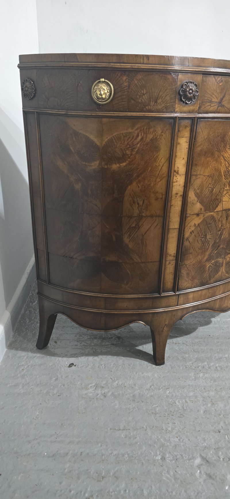 Rare Yew Wood Demi Lune Side Cabinet - Image 10