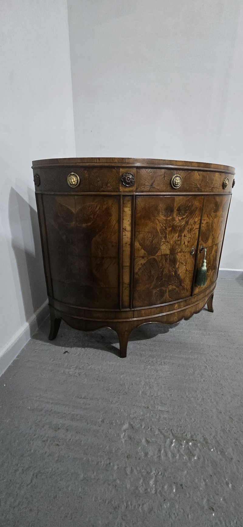 Rare Yew Wood Demi Lune Side Cabinet - Image 9