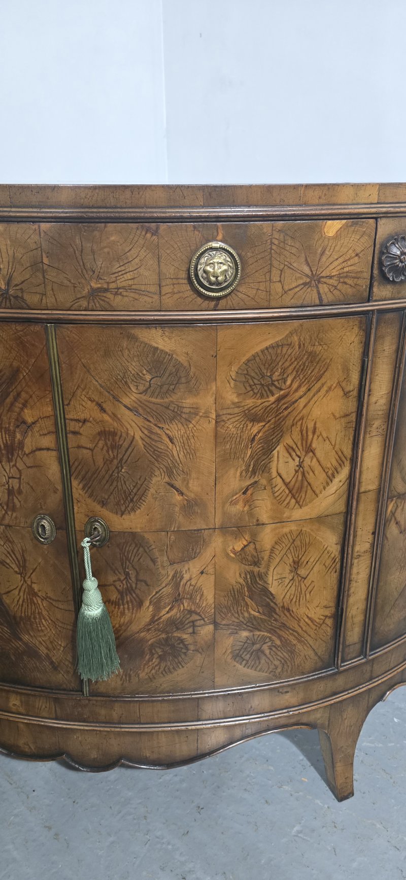 Rare Yew Wood Demi Lune Side Cabinet - Image 13