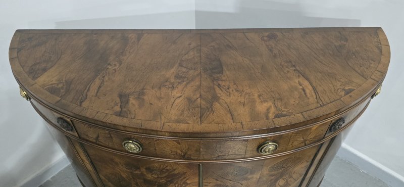 Rare Yew Wood Demi Lune Side Cabinet - Image 16