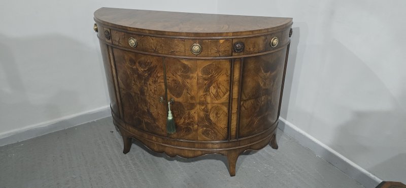 Rare Yew Wood Demi Lune Side Cabinet - Image 19