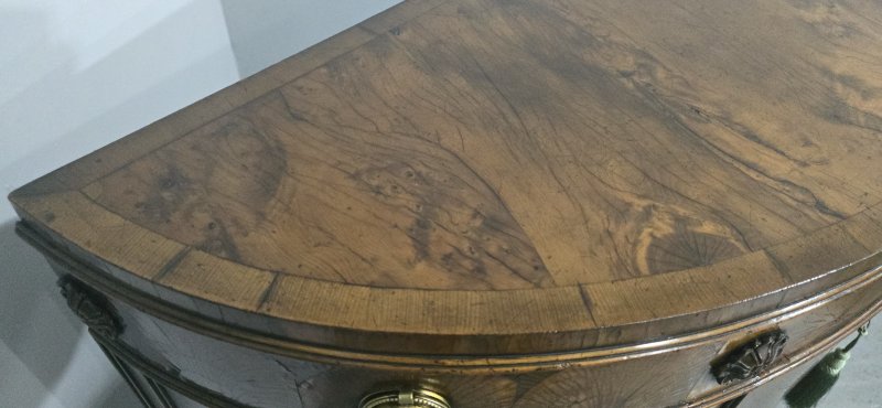 Rare Yew Wood Demi Lune Side Cabinet - Image 17