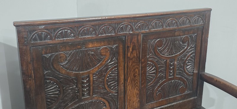 C18th Oak Monks Bench Hall Settle - Image 7