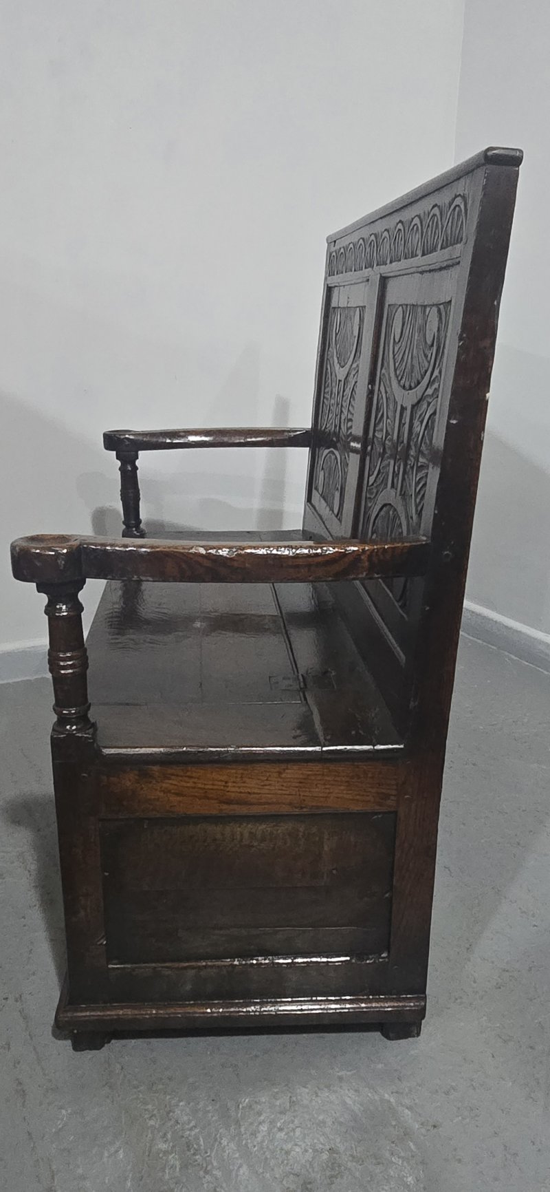 C18th Oak Monks Bench Hall Settle - Image 12