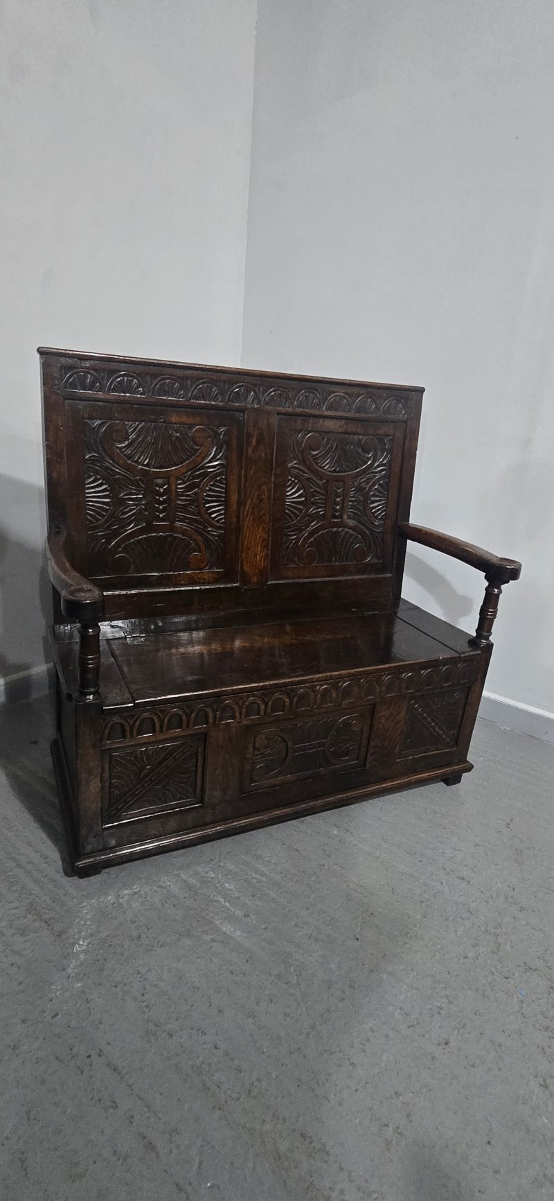 C18th Oak Monks Bench Hall Settle - Image 15