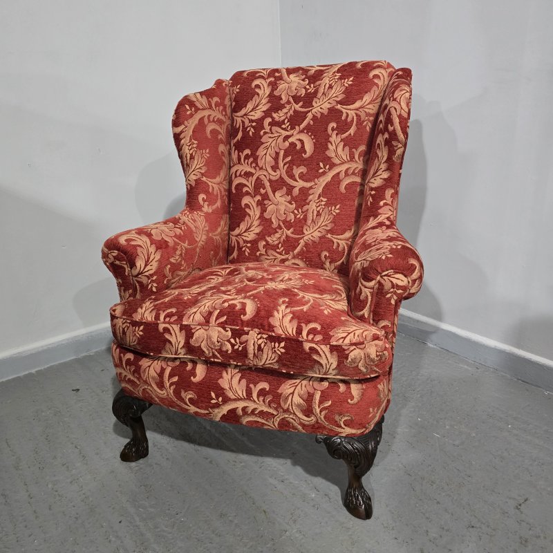 Super Wing Backed Mahogany Chair - Image 7