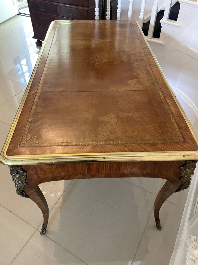 Exceptional Antique French Louis XV Large Freestanding Kingwood Ormolu Partners Bureau Plat Desk - Image 18