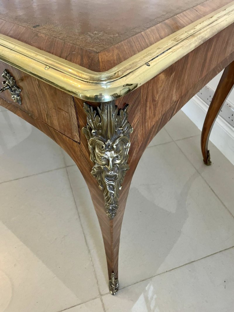 Exceptional Antique French Louis XV Large Freestanding Kingwood Ormolu Partners Bureau Plat Desk - Image 11