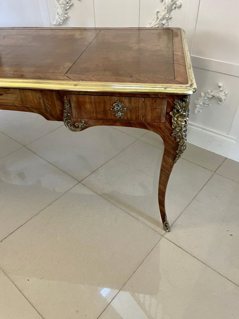 Exceptional Antique French Louis XV Large Freestanding Kingwood Ormolu Partners Bureau Plat Desk - Image 16