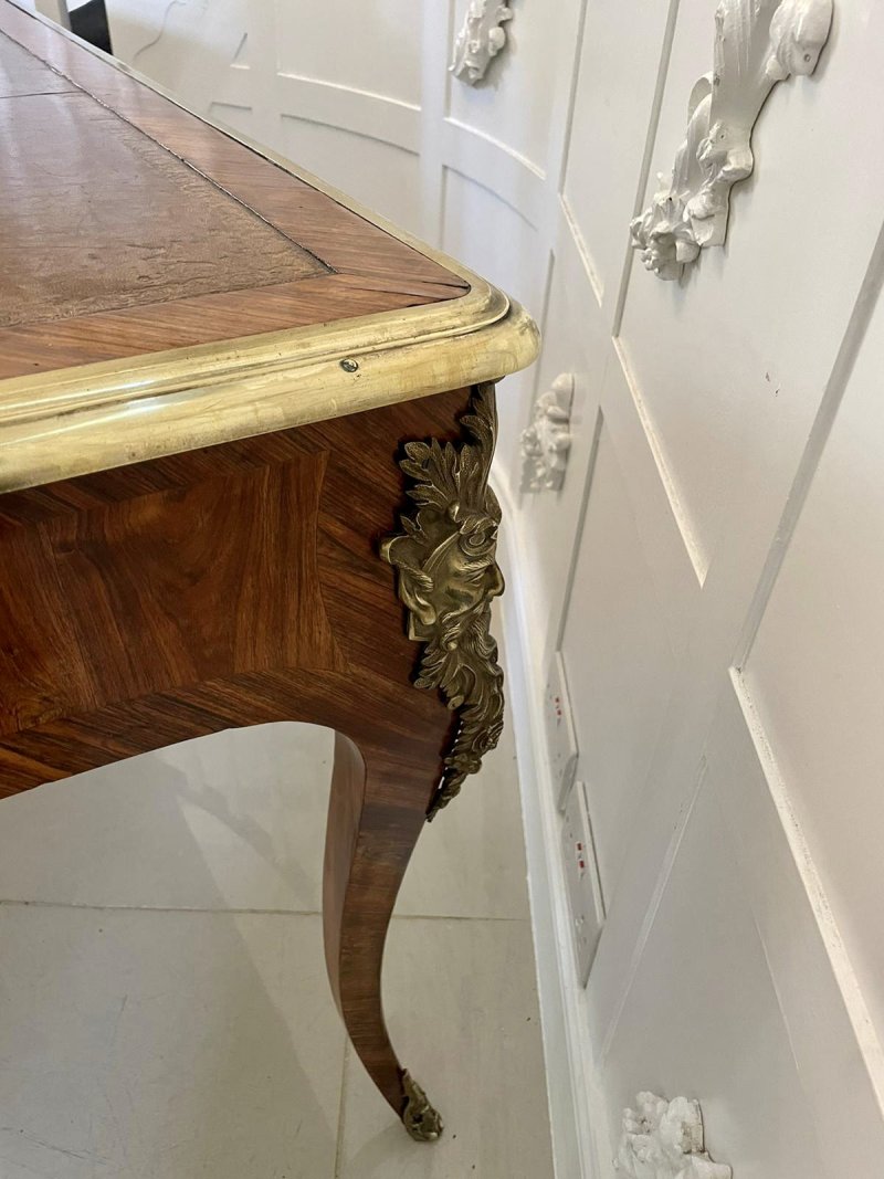 Exceptional Antique French Louis XV Large Freestanding Kingwood Ormolu Partners Bureau Plat Desk - Image 9