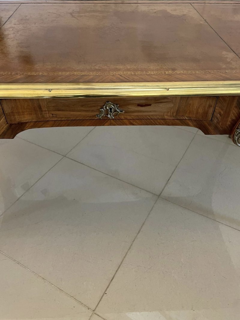 Exceptional Antique French Louis XV Large Freestanding Kingwood Ormolu Partners Bureau Plat Desk - Image 12