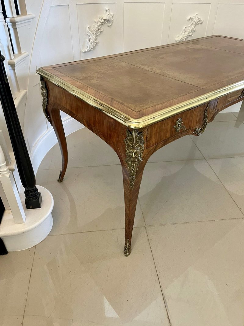 Exceptional Antique French Louis XV Large Freestanding Kingwood Ormolu Partners Bureau Plat Desk - Image 13