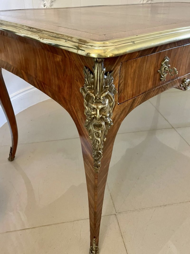 Exceptional Antique French Louis XV Large Freestanding Kingwood Ormolu Partners Bureau Plat Desk - Image 14