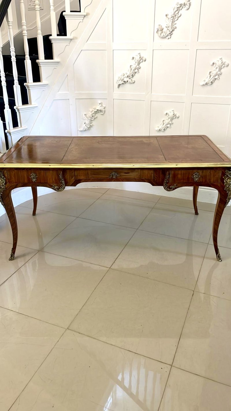 Exceptional Antique French Louis XV Large Freestanding Kingwood Ormolu Partners Bureau Plat Desk - Image 3