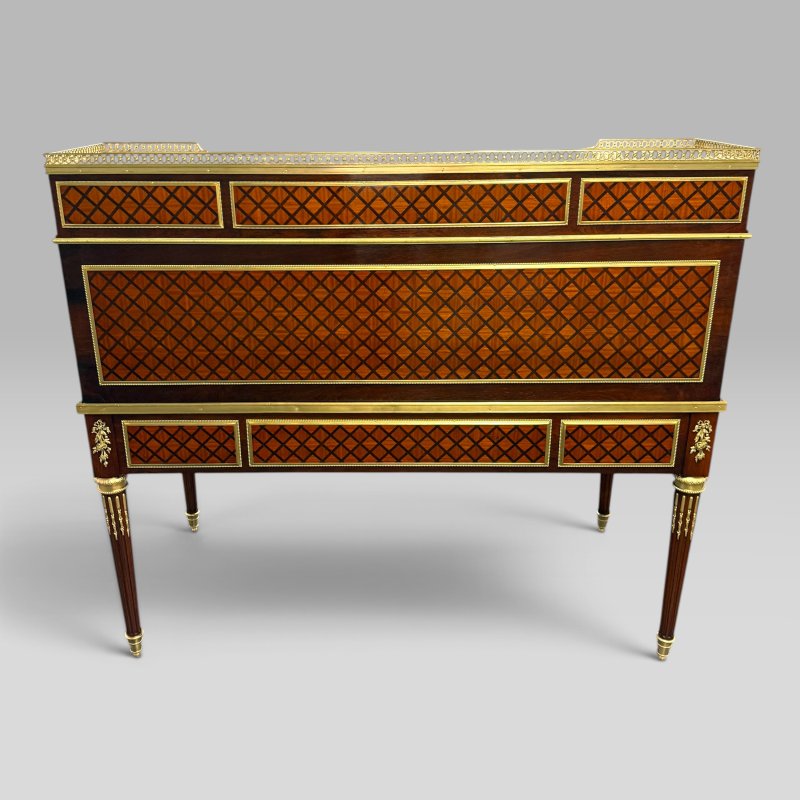 Mid-19th Century French Louis XVI Style Parquetry & Ormolu Cylinder Desk c1869 - Image 4