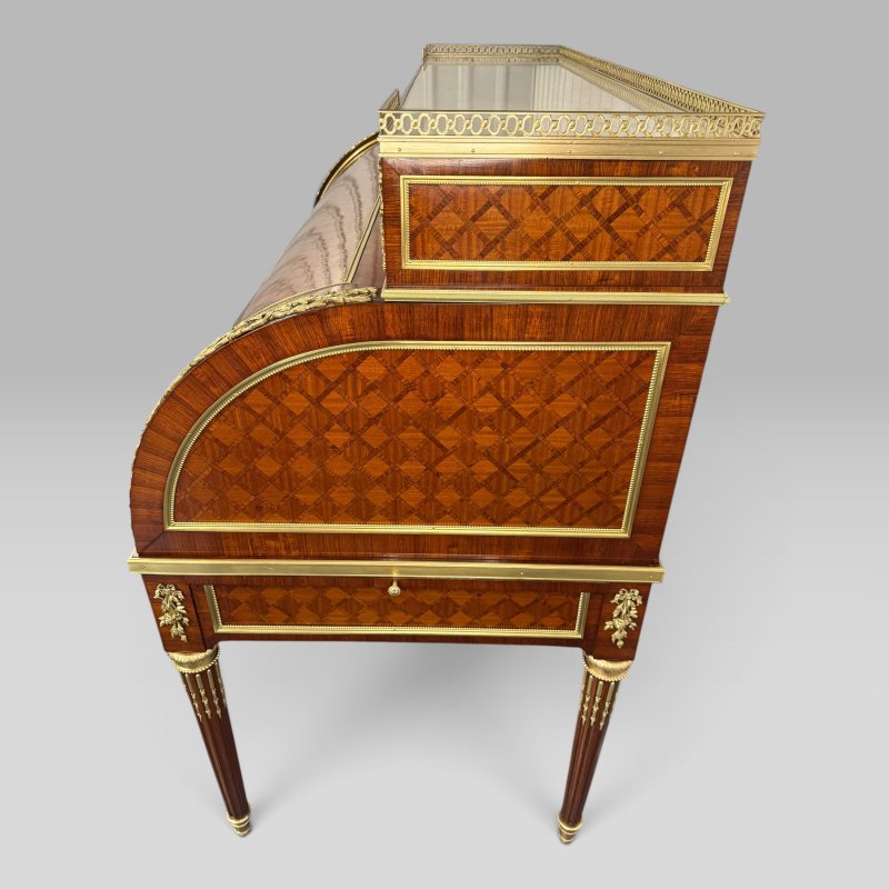 Mid-19th Century French Louis XVI Style Parquetry & Ormolu Cylinder Desk c1869 - Image 9
