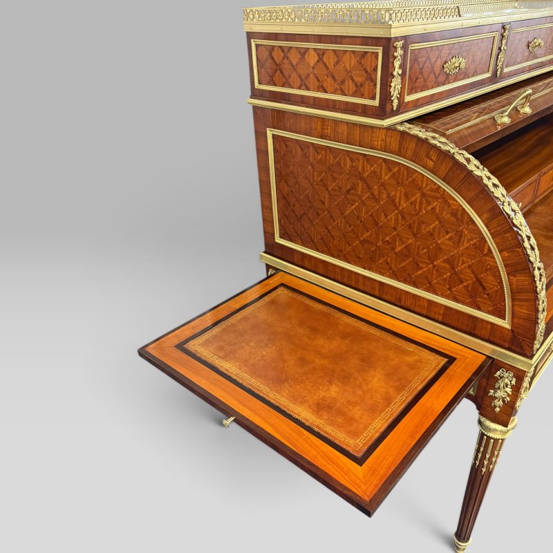 Mid-19th Century French Louis XVI Style Parquetry & Ormolu Cylinder Desk c1869 - Image 10