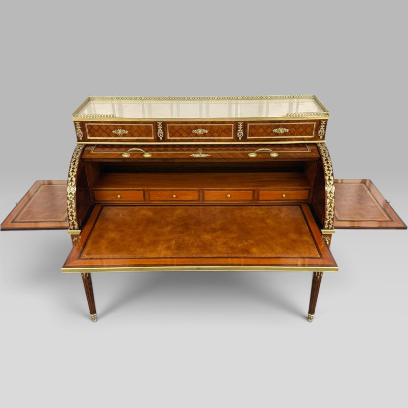 Mid-19th Century French Louis XVI Style Parquetry & Ormolu Cylinder Desk c1869 - Image 12