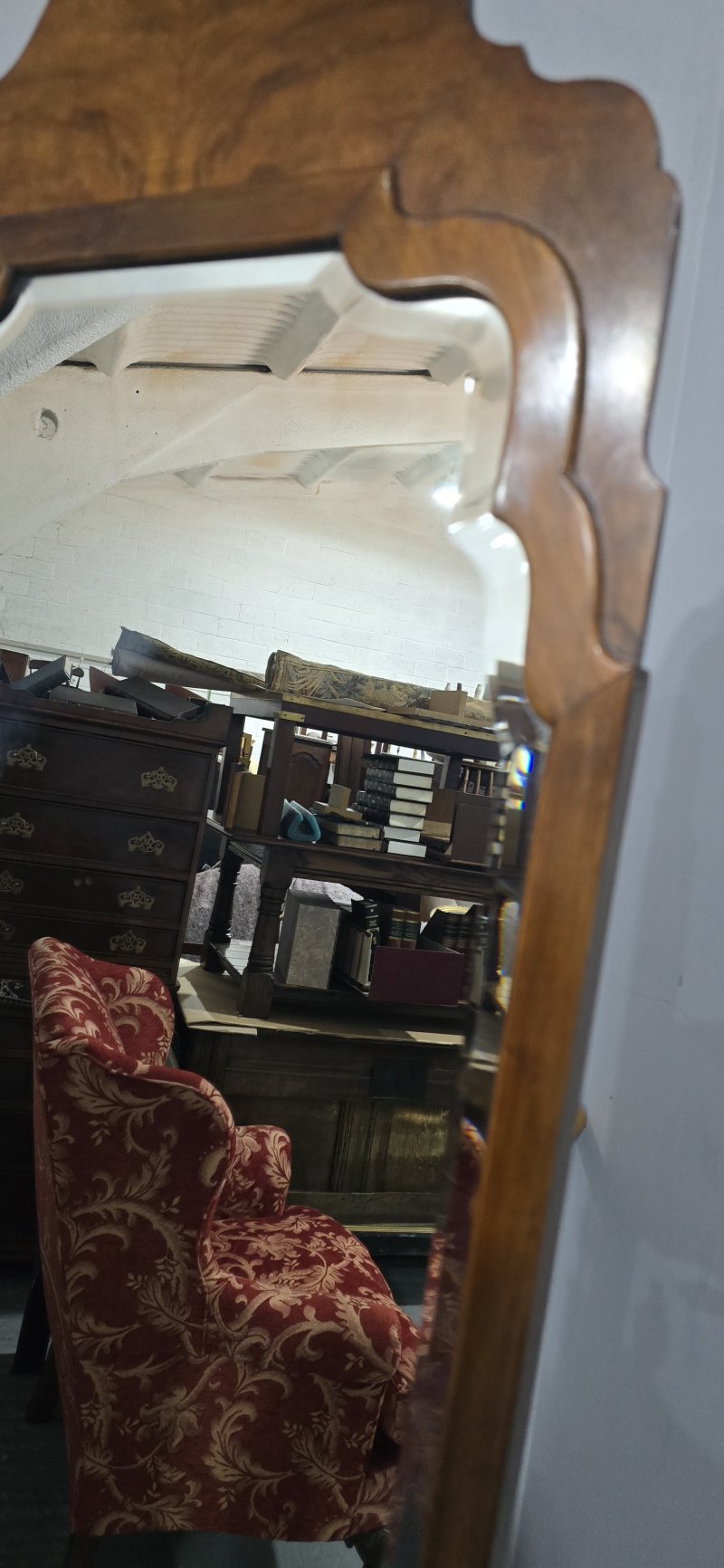 Queen Anne Burr Walnut Cheval Mirror - Image 5