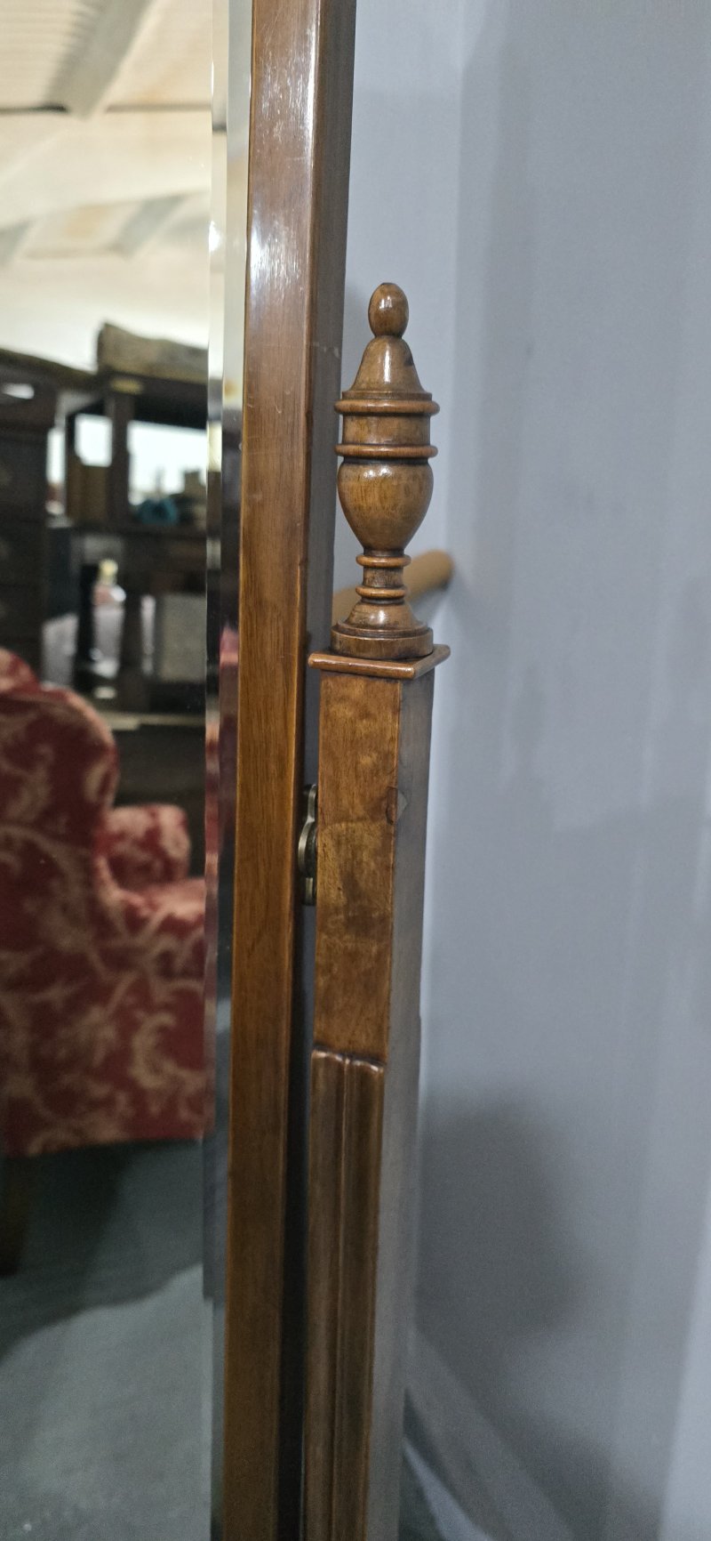 Queen Anne Burr Walnut Cheval Mirror - Image 9
