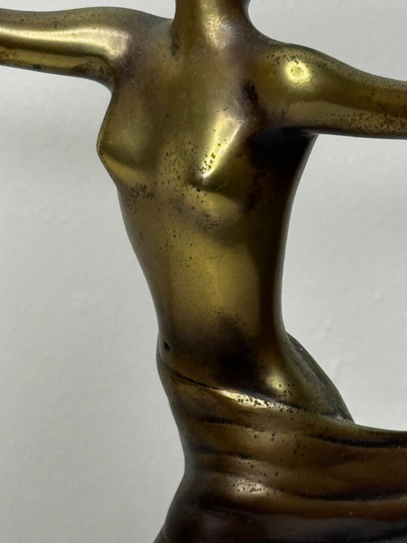 Josef Lorenzl Signed Gilt Bronze Art Deco Ballerina Figurine Sculpture - Image 3