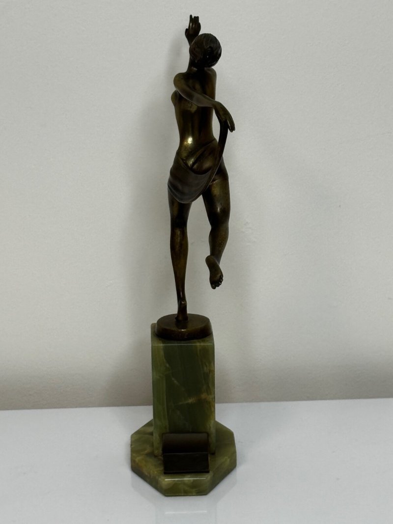 Josef Lorenzl Signed Gilt Bronze Art Deco Ballerina Figurine Sculpture - Image 2