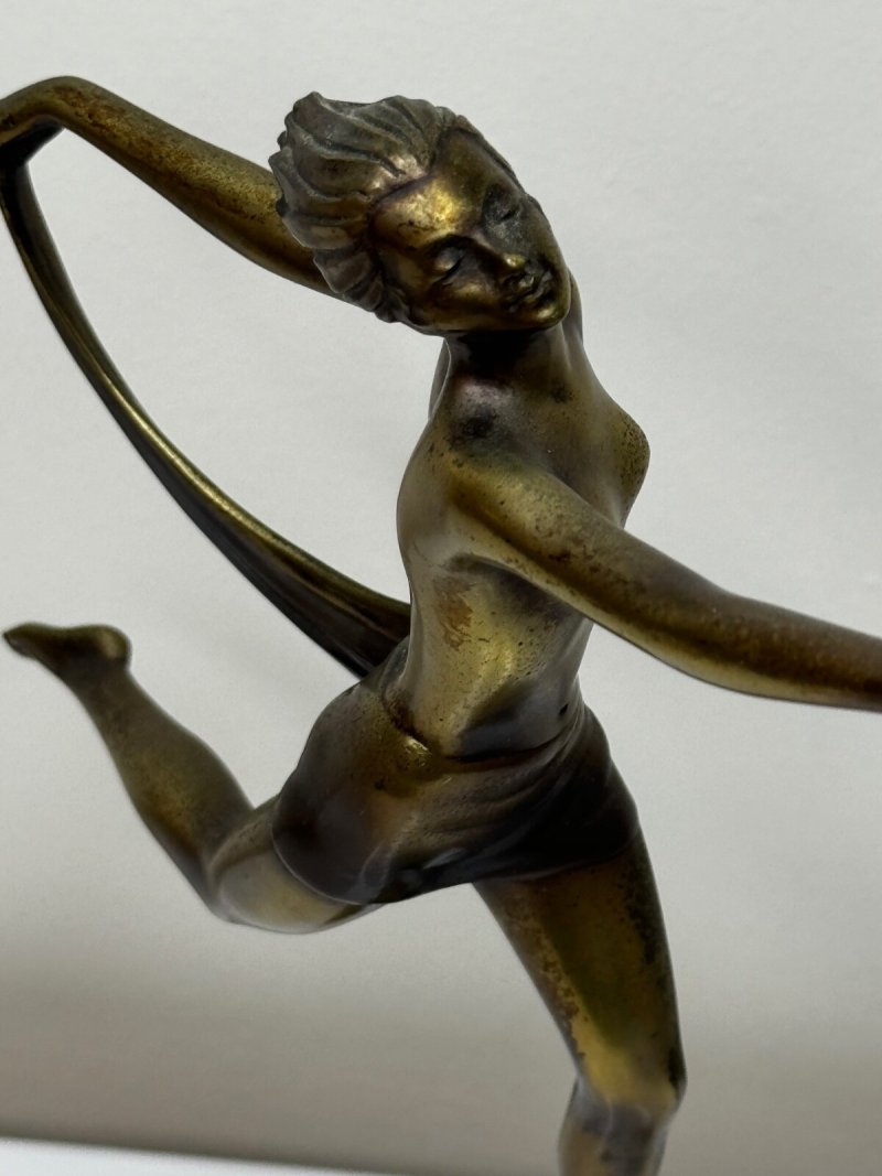 Josef Lorenzl Signed Gilt Bronze Art Deco Ballerina Figurine Sculpture - Image 7