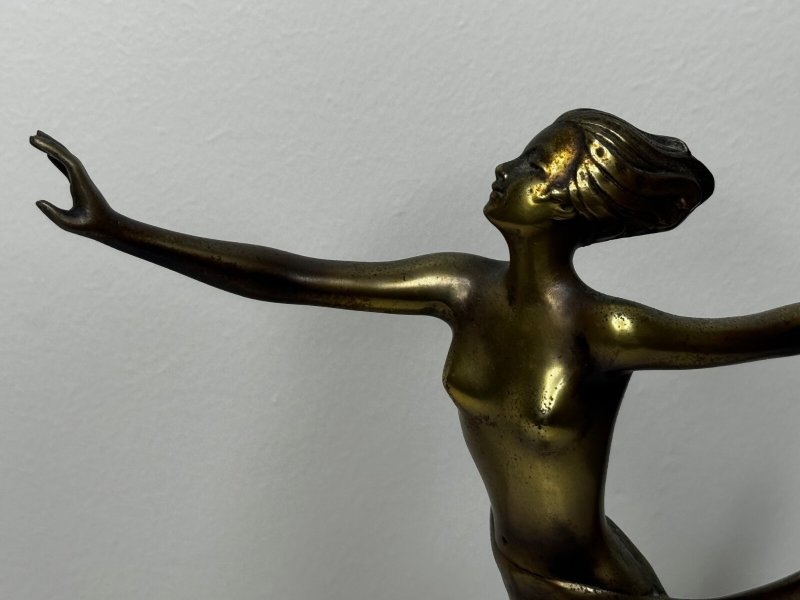 Josef Lorenzl Signed Gilt Bronze Art Deco Ballerina Figurine Sculpture - Image 8