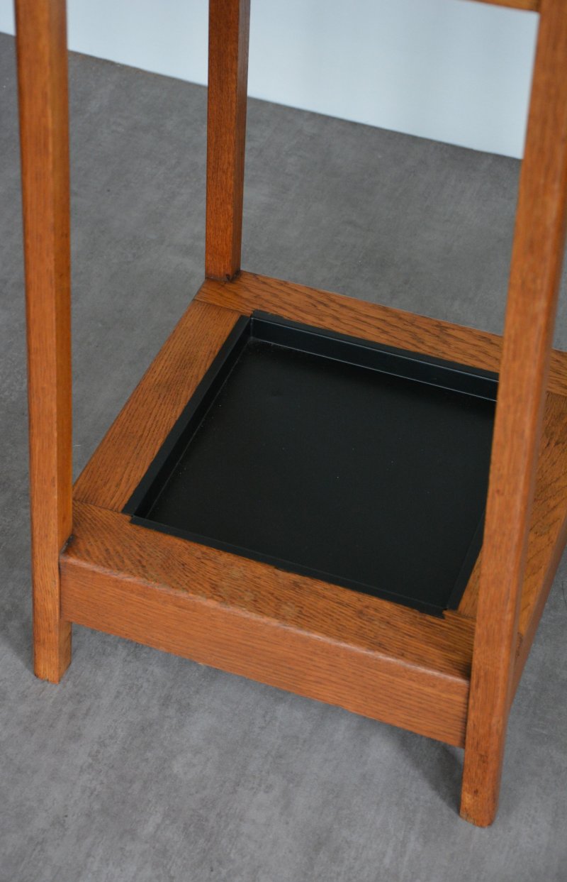 Mid Century Oak Coat Stand With Umbrella Holders And Drip Tray - Image 3