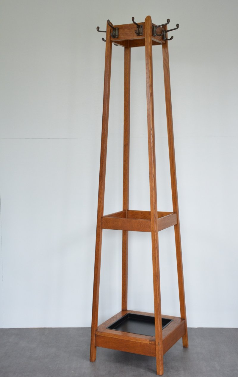 Mid Century Oak Coat Stand With Umbrella Holders And Drip Tray - Image 16