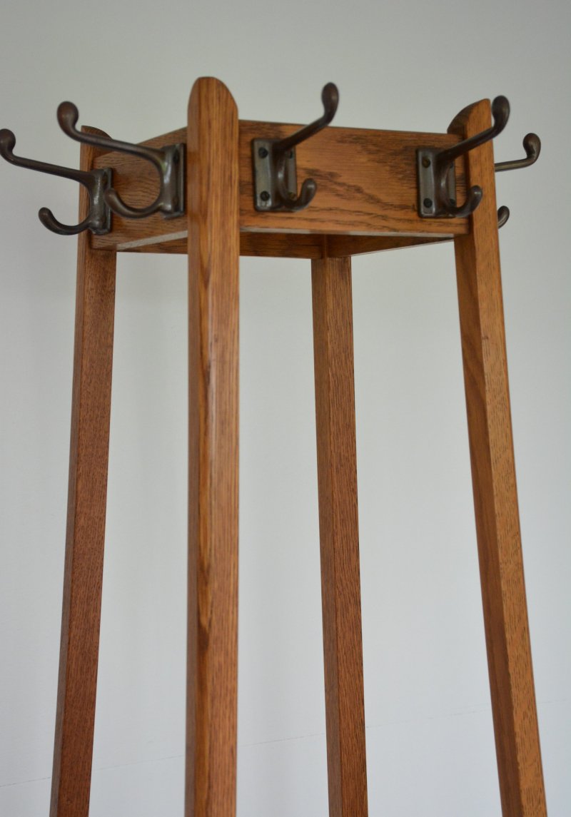 Mid Century Oak Coat Stand With Umbrella Holders And Drip Tray - Image 6