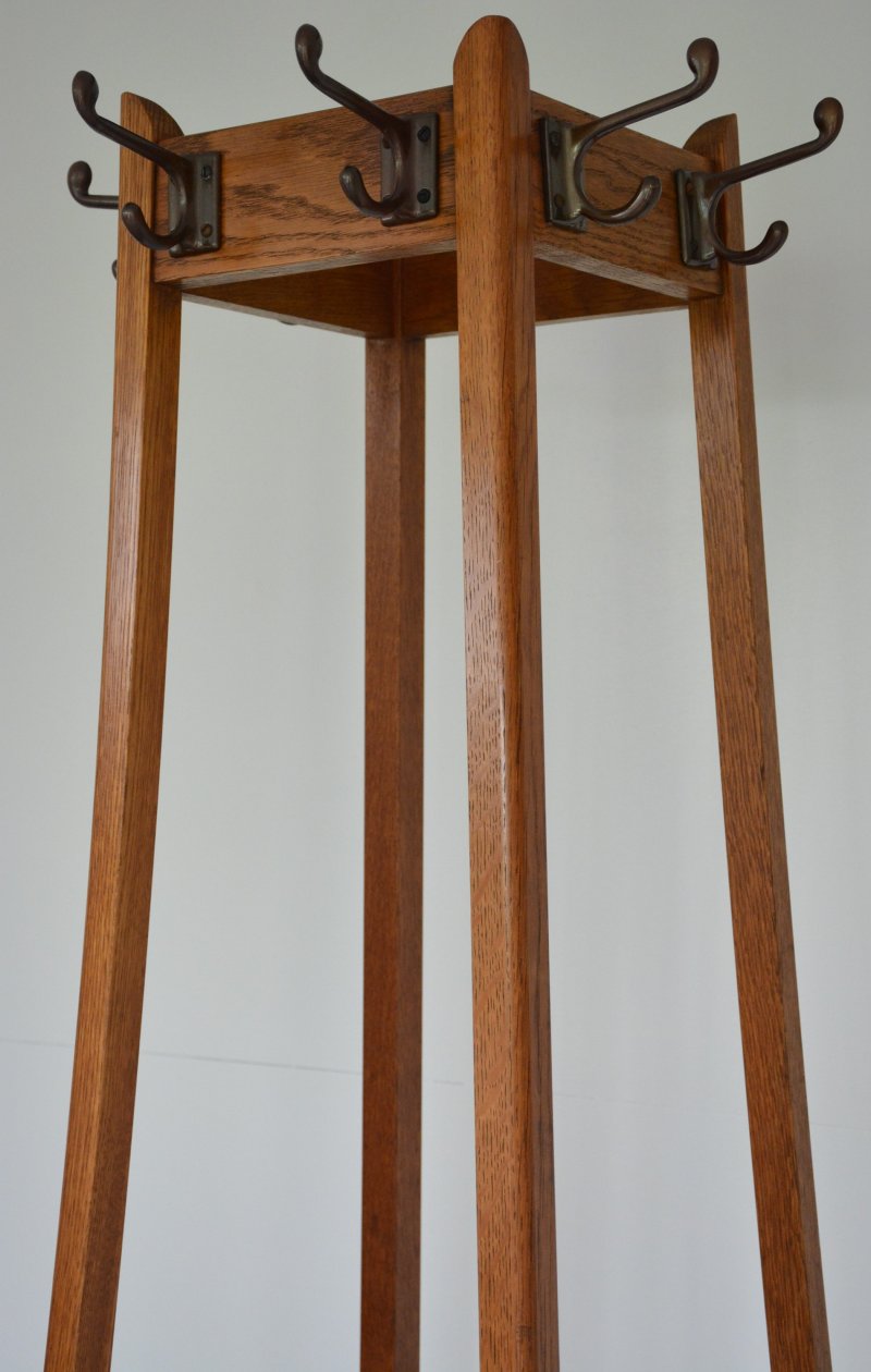 Mid Century Oak Coat Stand With Umbrella Holders And Drip Tray - Image 7