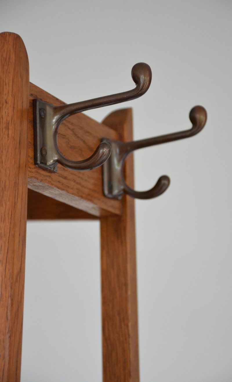 Mid Century Oak Coat Stand With Umbrella Holders And Drip Tray - Image 9