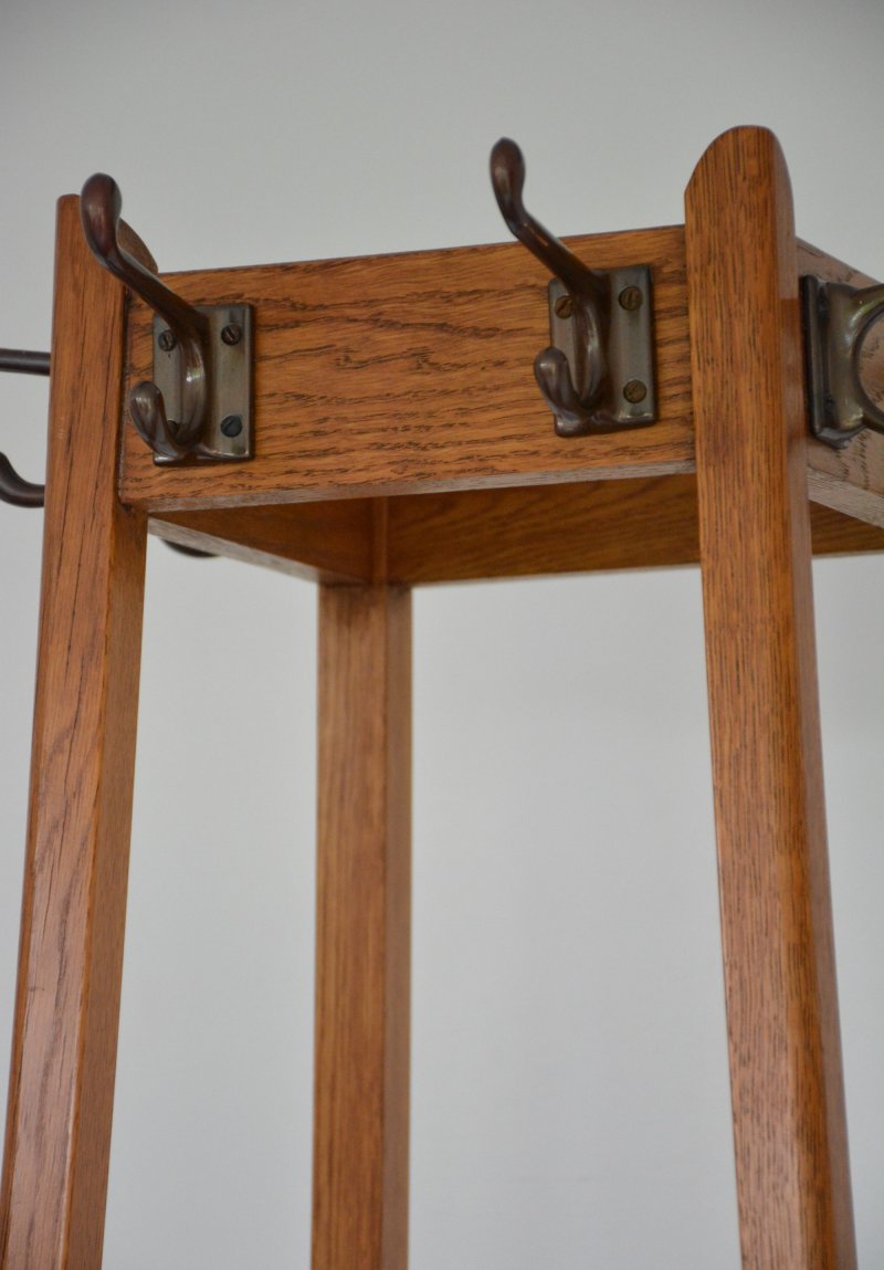 Mid Century Oak Coat Stand With Umbrella Holders And Drip Tray - Image 10