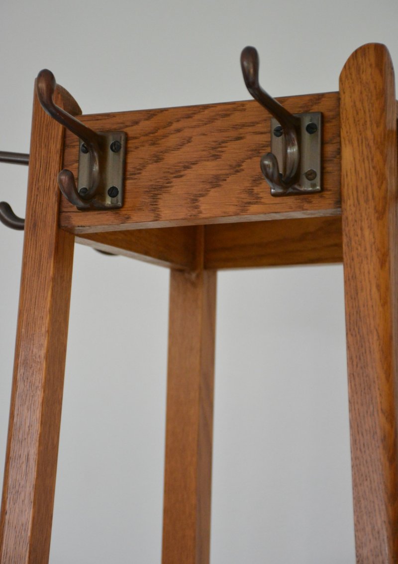 Mid Century Oak Coat Stand With Umbrella Holders And Drip Tray - Image 11