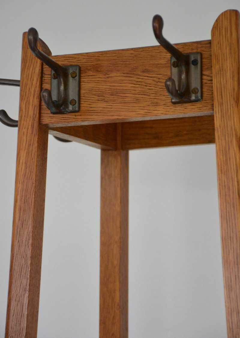 Mid Century Oak Coat Stand With Umbrella Holders And Drip Tray - Image 12