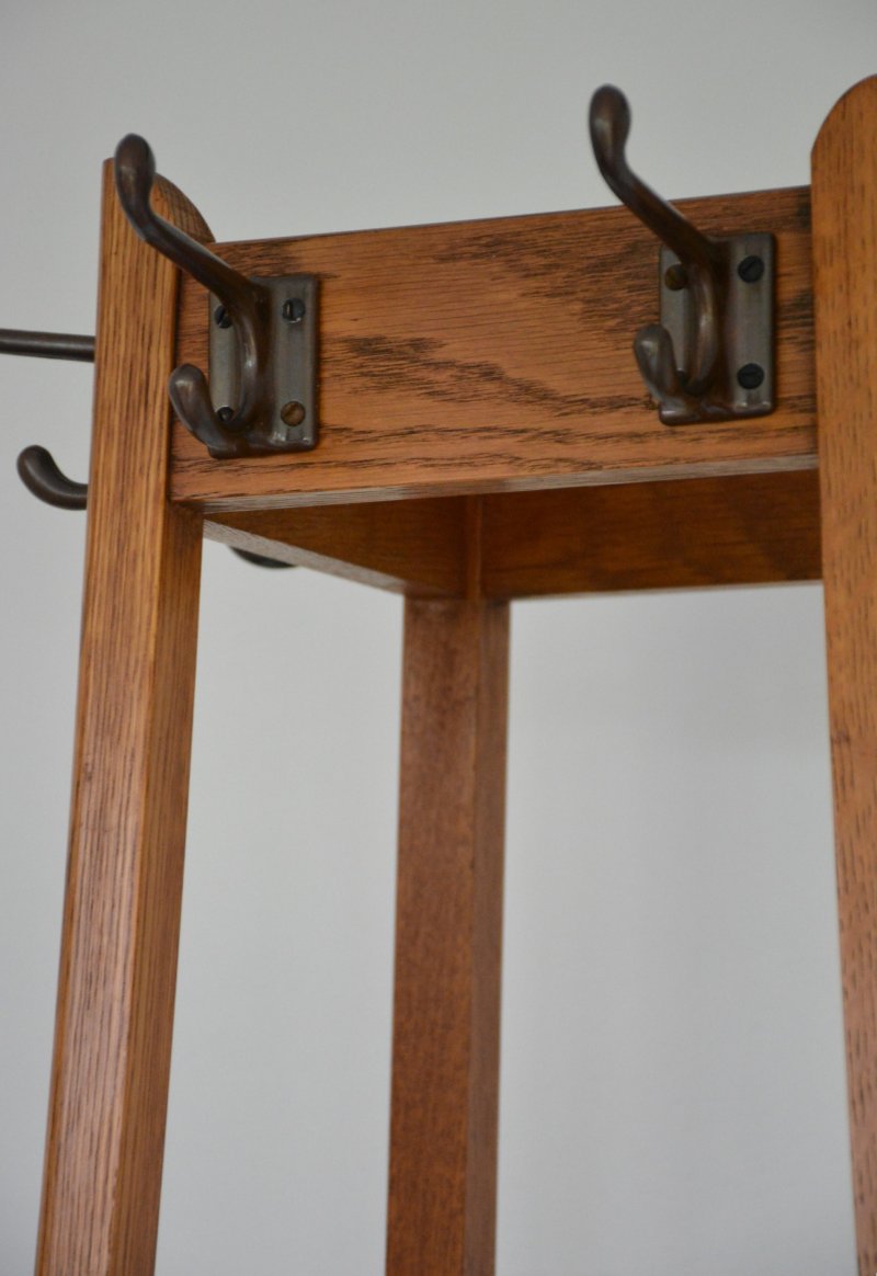 Mid Century Oak Coat Stand With Umbrella Holders And Drip Tray - Image 13