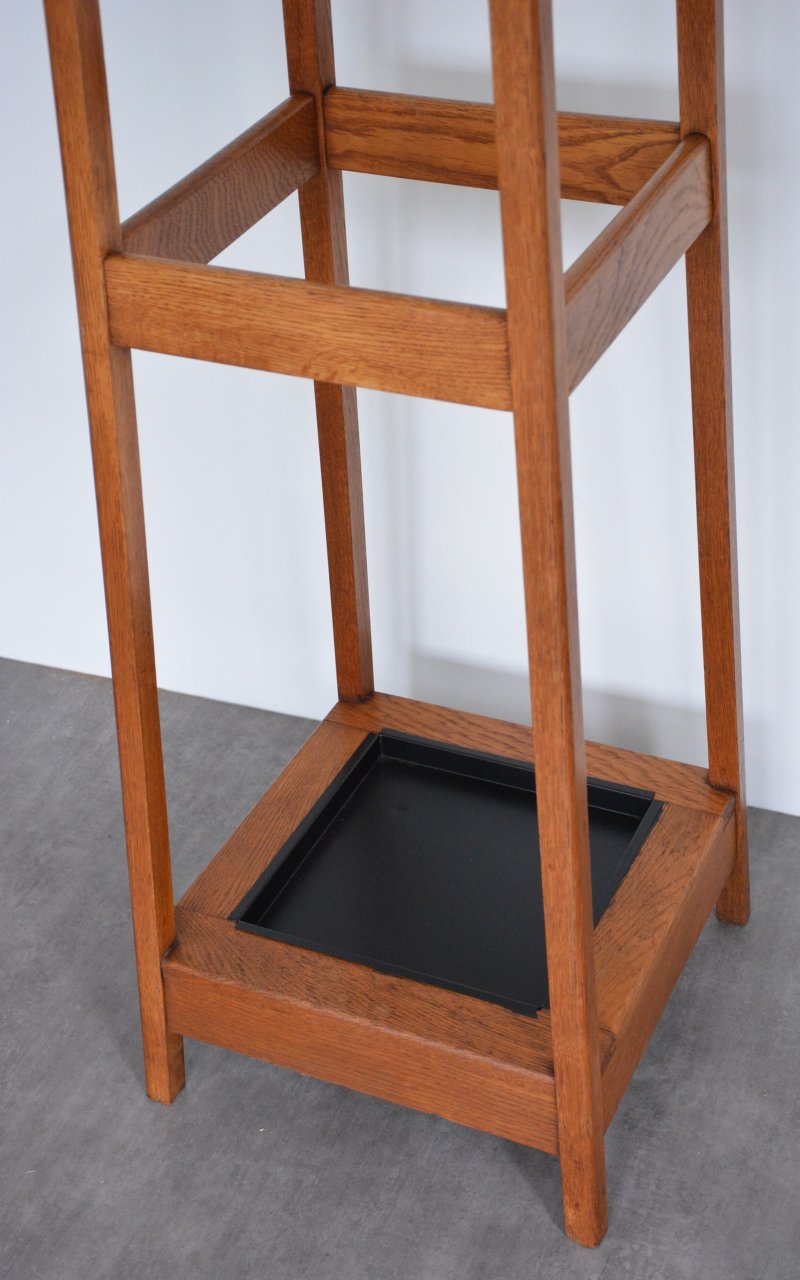 Mid Century Oak Coat Stand With Umbrella Holders And Drip Tray - Image 17