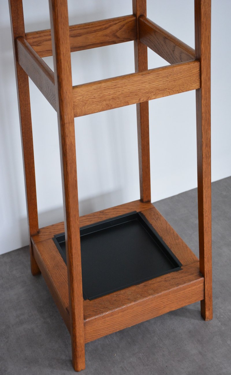 Mid Century Oak Coat Stand With Umbrella Holders And Drip Tray - Image 18