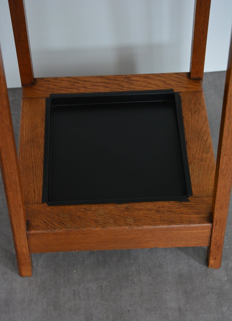 Mid Century Oak Coat Stand With Umbrella Holders And Drip Tray - Image 15