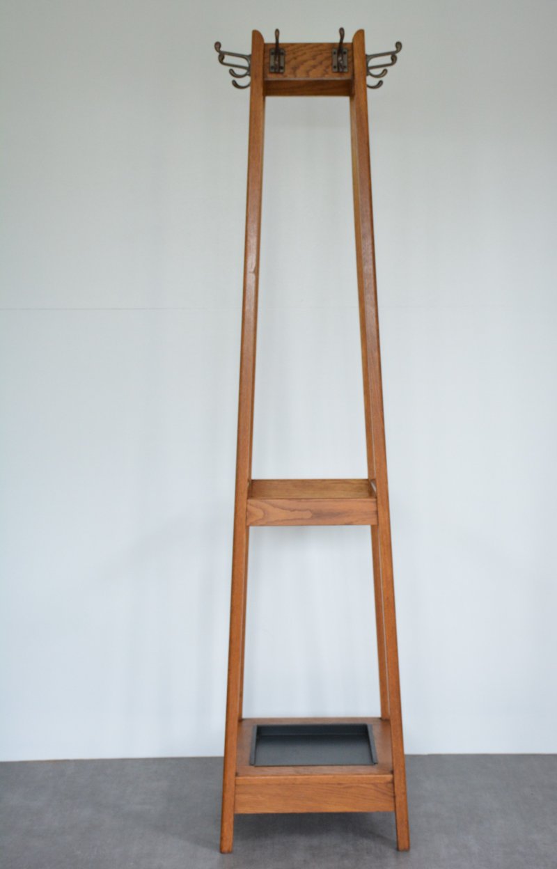 Mid Century Oak Coat Stand With Umbrella Holders And Drip Tray - Image 14