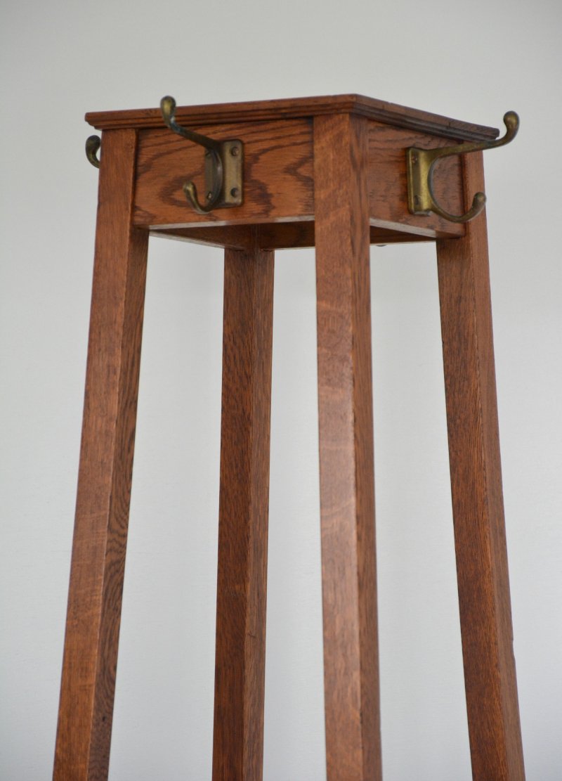 English Arts And Crafts Solid Oak Coat Stand By Astrola - Image 8