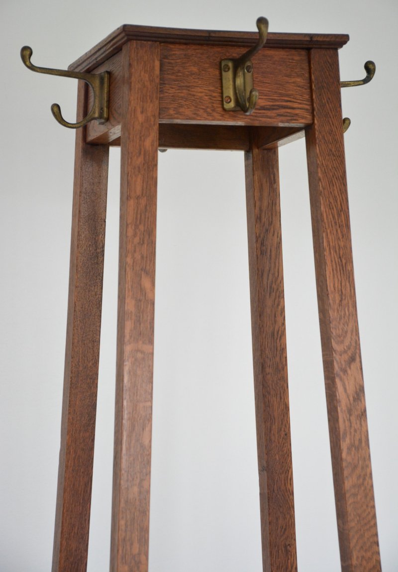 English Arts And Crafts Solid Oak Coat Stand By Astrola - Image 10