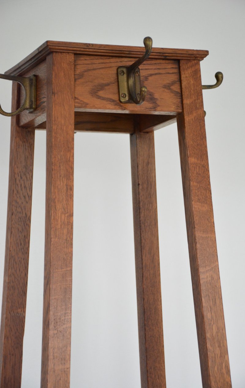 English Arts And Crafts Solid Oak Coat Stand By Astrola - Image 9
