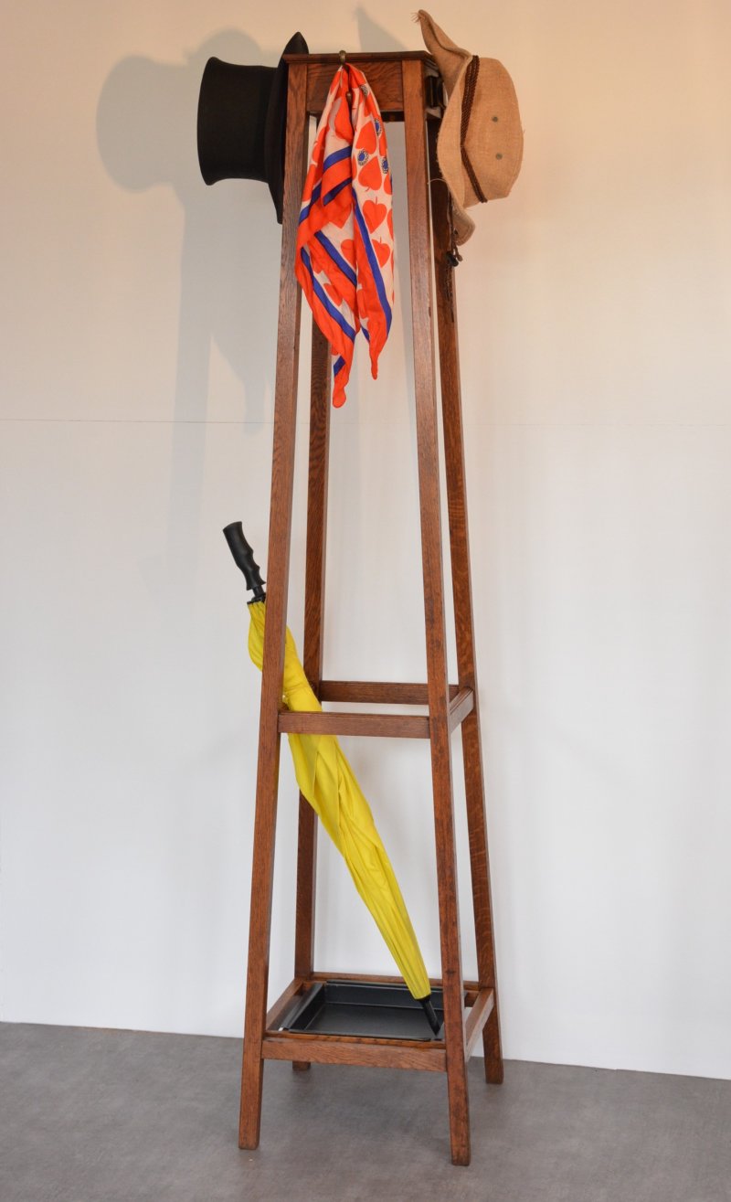 English Arts And Crafts Solid Oak Coat Stand By Astrola - Image 4