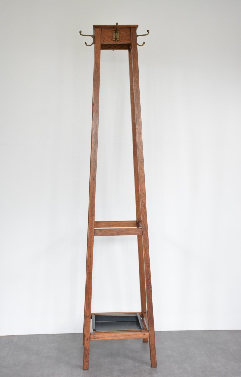 English Arts And Crafts Solid Oak Coat Stand By Astrola - Image 5