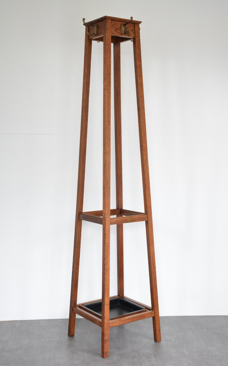 English Arts And Crafts Solid Oak Coat Stand By Astrola - Image 6