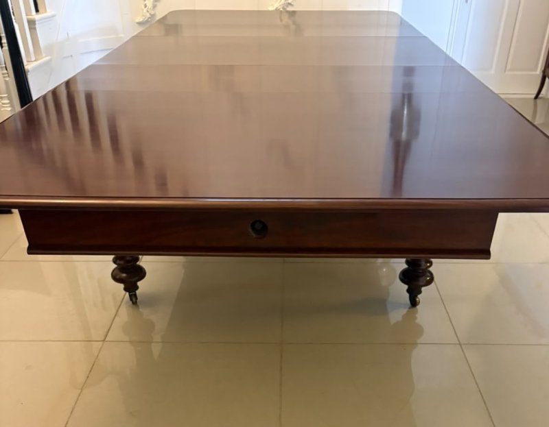 Antique William IV Figured Mahogany 14 Seater Extending Dining Table - Image 9