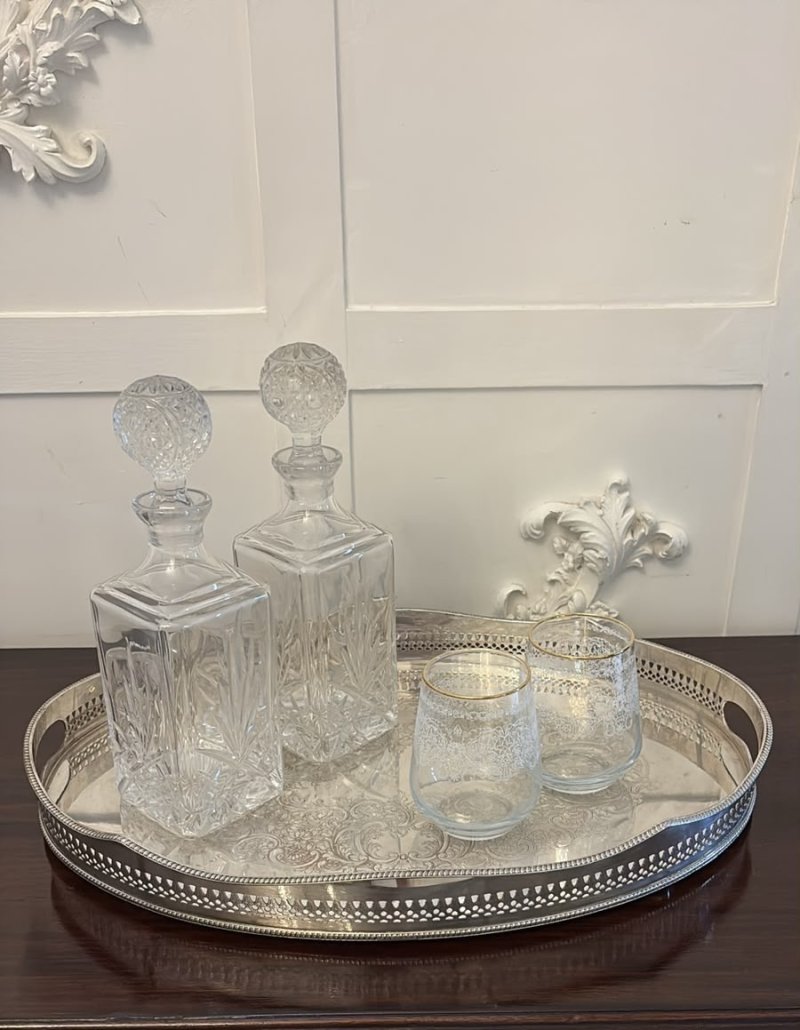 Antique Edwardian Mappin & Webb Engraved Silver Plated Tea Serving Tray - Image 3