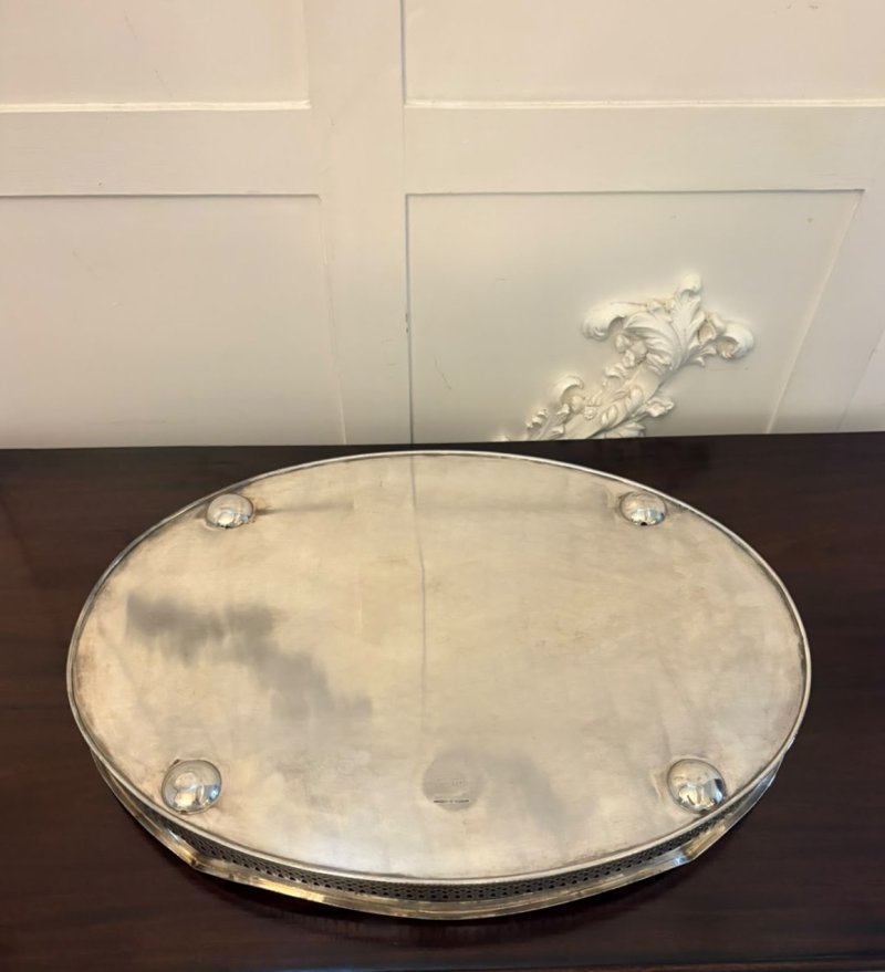 Antique Edwardian Mappin & Webb Engraved Silver Plated Tea Serving Tray - Image 5